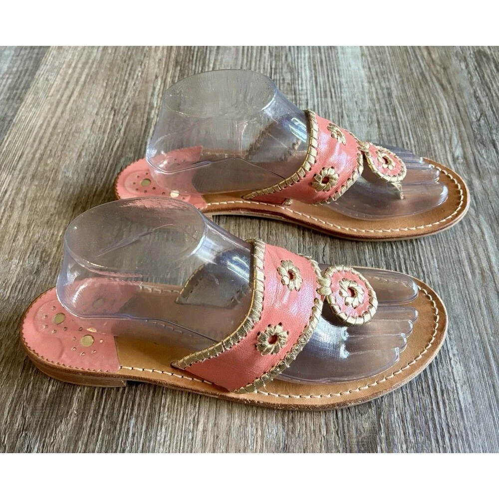Jack Rogers Nantucket 1960’s Pink Thong Sandals USA Beach Casual WomenSize 9M